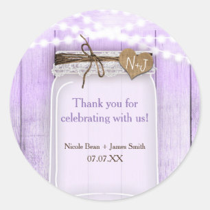 Sticker Rond Grand pot Mason & Lavande Violet Faveur rustique