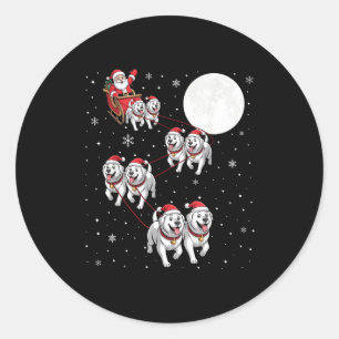 Sticker Rond Grand Pyrenees Chien Xmas Pyjama Correspondant au 