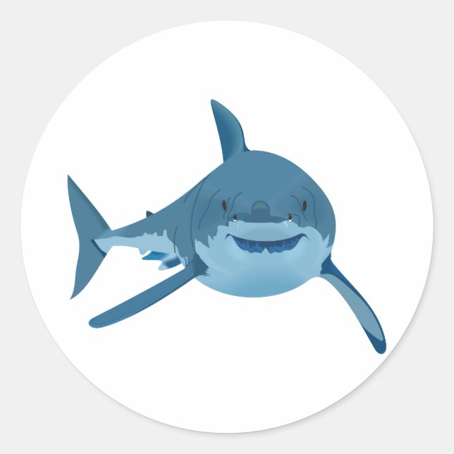 STICKER ROND GRAND REQUIN BLANC (Devant)