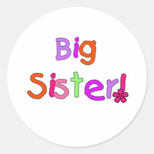 Sticker Rond Grand Soeur du texte brillant