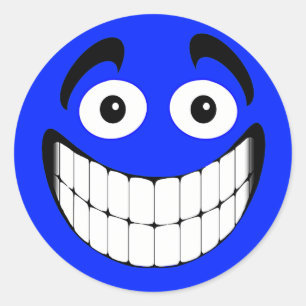 Sticker Rond Grand visage bleu de grimace