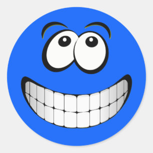 Sticker Rond Grand visage gris bleu