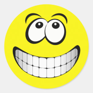 Sticker Rond Grand visage jaune de grimace