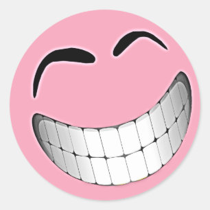 Sticker Rond Grand Visage rose Gris