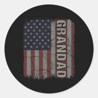 Sticker Rond Grandad American Flag Fête des pères Vintage 4e de