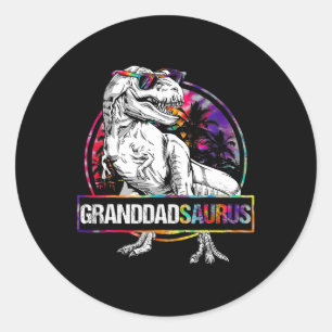 Sticker Rond Granddadsaurus Dinosaure Grand-père Saurus T-shirt