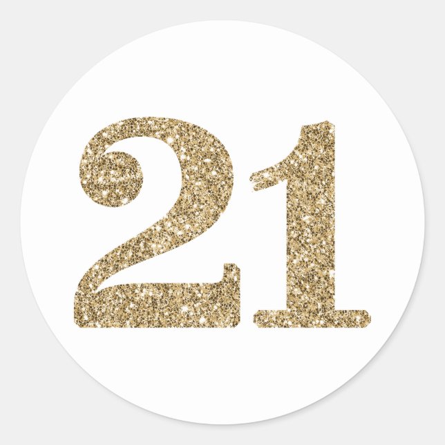 Sticker Rond GRANDE ÂGE NUMÉRO moderne 21 parties scintillant o (Devant)