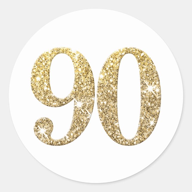 Sticker Rond GRANDE ÂGE NUMÉRO moderne 90 parties scintillant o (Devant)