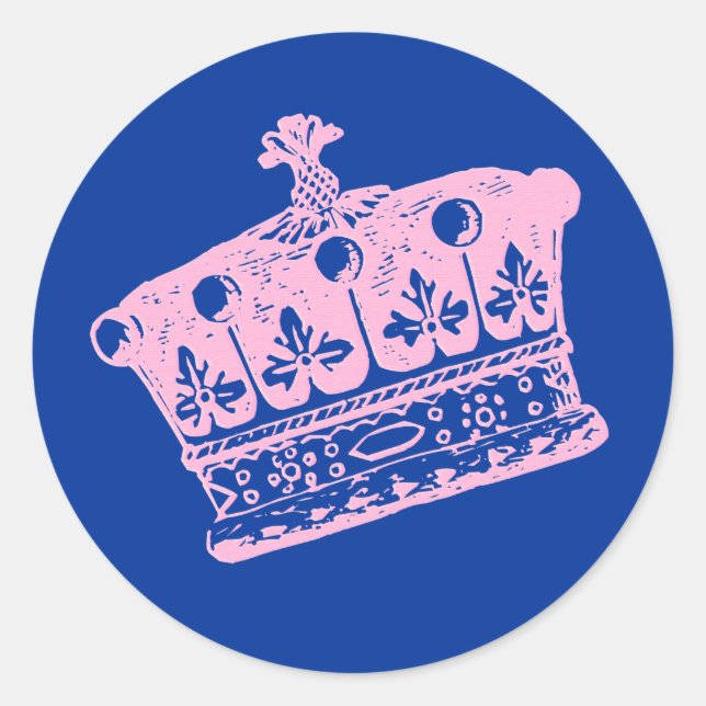 Sticker Rond Grande Couronne rose ou Tiara (Devant)