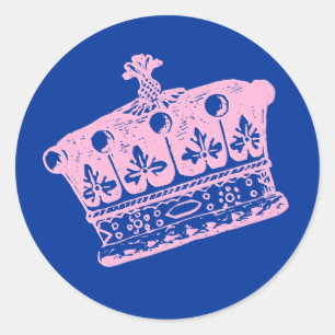 Sticker Rond Grande Couronne rose ou Tiara