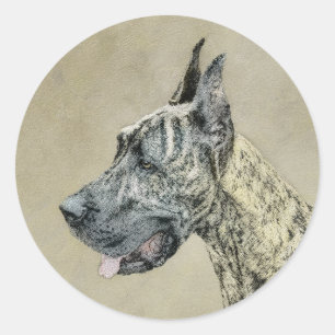 Sticker Rond Grande Danse (Brindle) Peinture - Art Chien origin