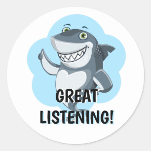 Sticker Rond Grande écoute de requin Enseignant Encouragement