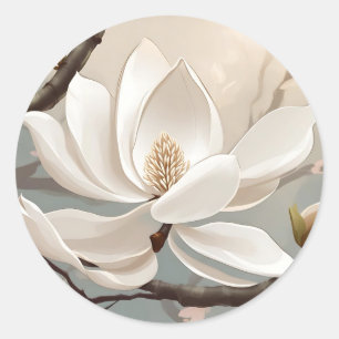 Sticker Rond Grande Fleur blanche de Magnolia