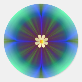 Sticker Rond Grande Fleur bleue-verte
