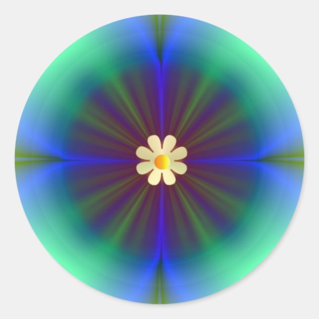 Sticker Rond Grande Fleur bleue-verte (Devant)