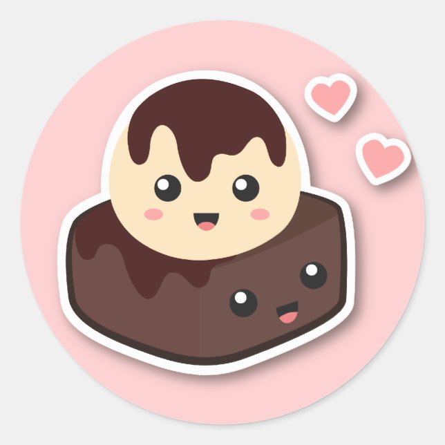 Sticker Rond Grande paire de crème glacée Vanilla et Brownie (Devant)