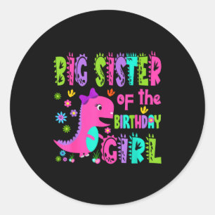 Sticker Rond Grande sœur de la fille qui fête son anniversaire