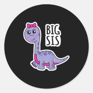 Sticker Rond Grande sœur des enfants dinosaure sœur super migno