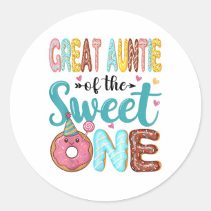 Sticker Rond Grande Tante De La Douce Un 1Er Anniversaire Fille
