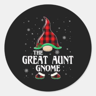 Sticker Rond Grande tante Gnomo Buffalo Plaid Family Group Chri