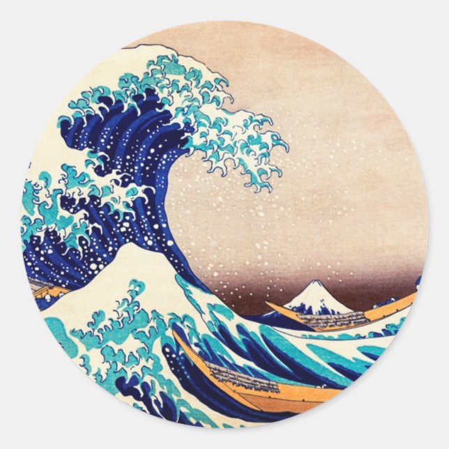 Sticker Rond Grande vague au large de Kanagawa Boîtier japonais (Devant)