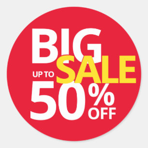 Sticker Rond GRANDE VENTE jusqu'à 50% SUR CINQUANTE PME Classi