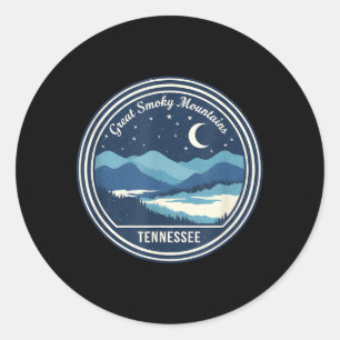 Sticker Rond Grandes montagnes Smoky Tennessee Nuit Camping Cie
