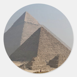 Sticker Rond Grandes Pyramides de Gizeh sous un ciel bleu clair