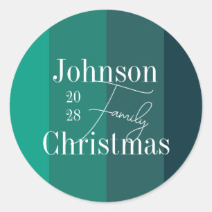 Sticker Rond Grandes vertes personnalisées Nom de famille Noël