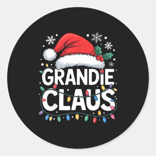 Sticker Rond Grandie Claus Matching Family Christmas Holiday Pa (Devant)