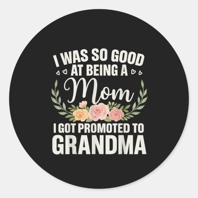 Sticker Rond Grandma Art Pour Maman Femmes Grand-Mère Promu À (Devant)
