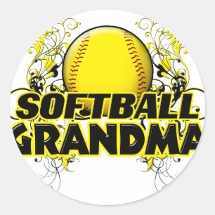 Sticker Rond Grandma de softball (croix).png