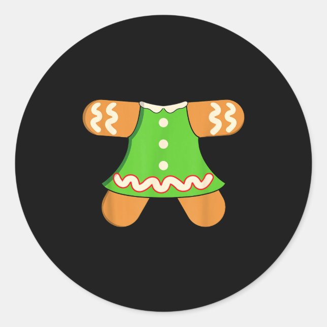 Sticker Rond Grandma Gingerbread Man Costume Matching Christmas (Devant)
