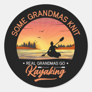 Sticker Rond Grandma Kayaking Stone