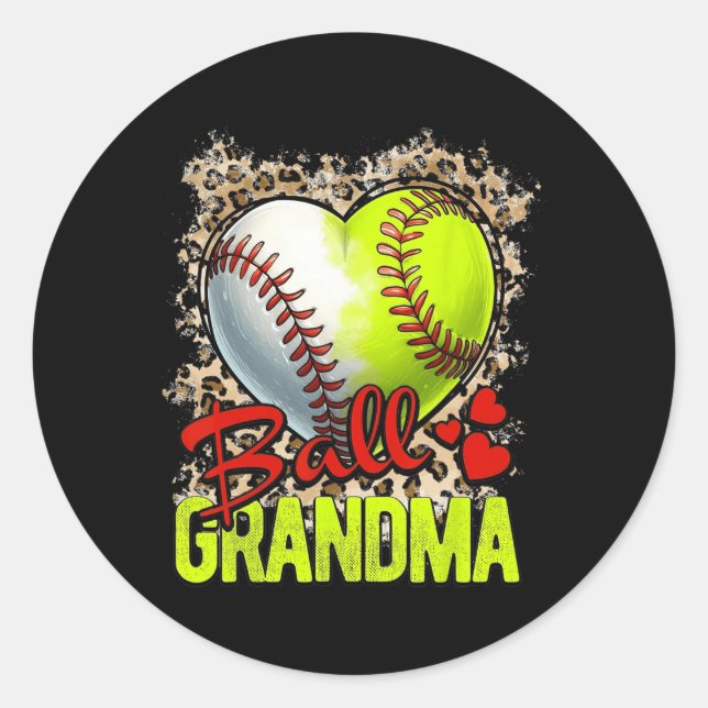 Sticker Rond Grandma Mothers Day Softball Grandma Baseball Gran (Devant)