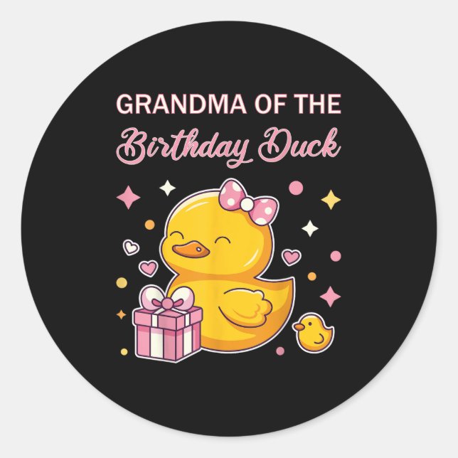 Sticker Rond Grandma Of The Birthday Duck Christmas Anime Party (Devant)