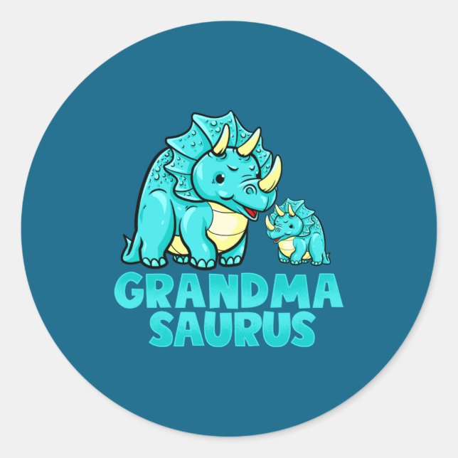 Sticker Rond Grandma Saurus Funny Grandmasaurus Dinosaur  (Devant)