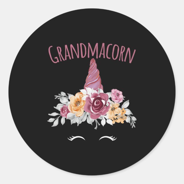 Sticker Rond Grandmacorn Unicorn Grandma Premium  (Devant)