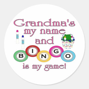 Sticker Rond Grandmas mon nom Bingo est mon jeu
