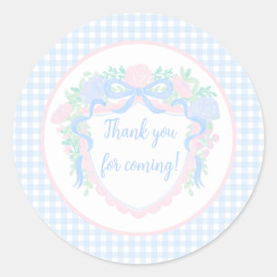 Sticker Rond Grandmillennial Floral En vichy Preppy Anniversair