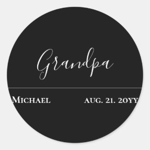 Sticker Rond Grandpa Cadeau - moderne Jet Black Personnalisé