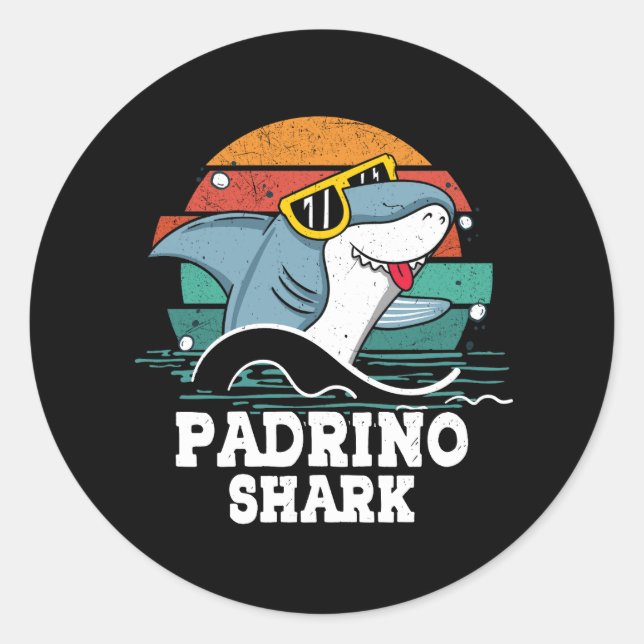Sticker Rond Grandpa Daddy Padrino Shark Espagnol Parrain Vint (Devant)