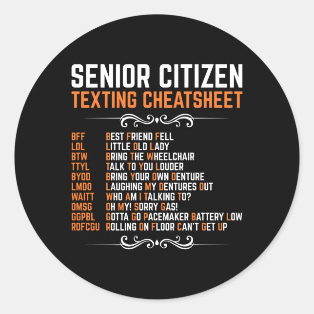 Sticker Rond Grandpa, Le Code De Textes Des Personnes Âgées (Devant)