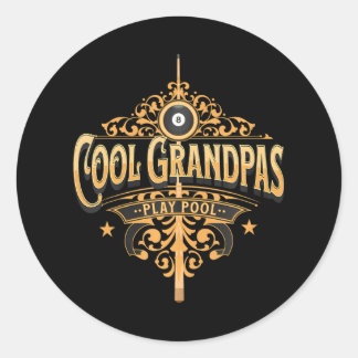 Sticker Rond Grandpas cool Jouer Pool Joueur Grand-père
