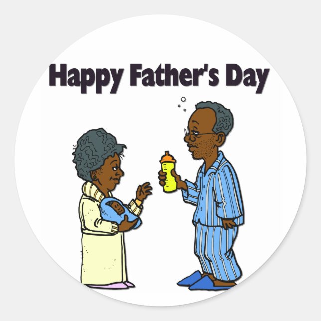 Sticker Rond Grands-parents de bande dessinée - fête des pères (Devant)