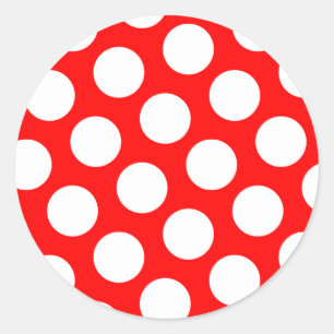 Sticker Rond Grands Pois rouges et blancs