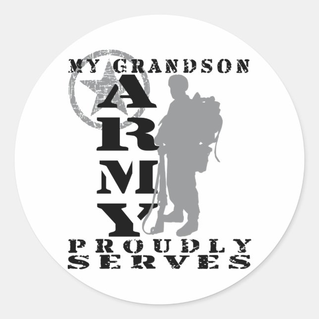 Sticker Rond Grandson Sert fièrement - ARMÉE (Devant)