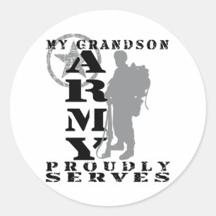 Sticker Rond Grandson Sert fièrement - ARMÉE