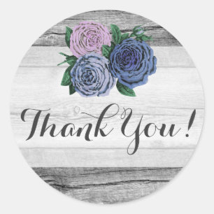 Sticker Rond Grange Rustique Bois & Roses Vintage Merci