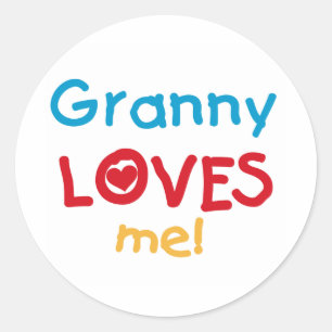Sticker Rond Granny Loves Me Tshirts et cadeaux